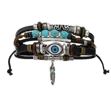 Load image into Gallery viewer, IFMIA Vintage Leather Bracelet Fashion Hand-knitted Multi-layer Leather Feather Leaf Bracelet and Fashion Men's Bracelet Gift