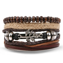 Load image into Gallery viewer, IFMIA Vintage Leather Bracelet Fashion Hand-knitted Multi-layer Leather Feather Leaf Bracelet and Fashion Men's Bracelet Gift