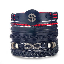 Load image into Gallery viewer, IFMIA Vintage Leather Bracelet Fashion Hand-knitted Multi-layer Leather Feather Leaf Bracelet and Fashion Men's Bracelet Gift