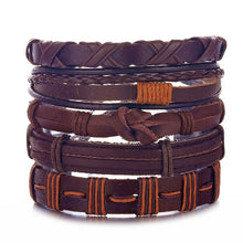 Load image into Gallery viewer, IFMIA Vintage Leather Bracelet Fashion Hand-knitted Multi-layer Leather Feather Leaf Bracelet and Fashion Men's Bracelet Gift
