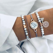Load image into Gallery viewer, FAMSHIN Bohemian Handmade Weave Heart Long Tassel Bracelet Sets Women 2019 New Grey Rope Chain Bracelets Jewelry Christmas Gift