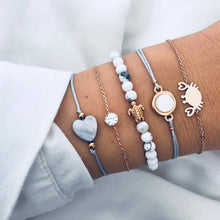 Load image into Gallery viewer, FAMSHIN Bohemian Handmade Weave Heart Long Tassel Bracelet Sets Women 2019 New Grey Rope Chain Bracelets Jewelry Christmas Gift